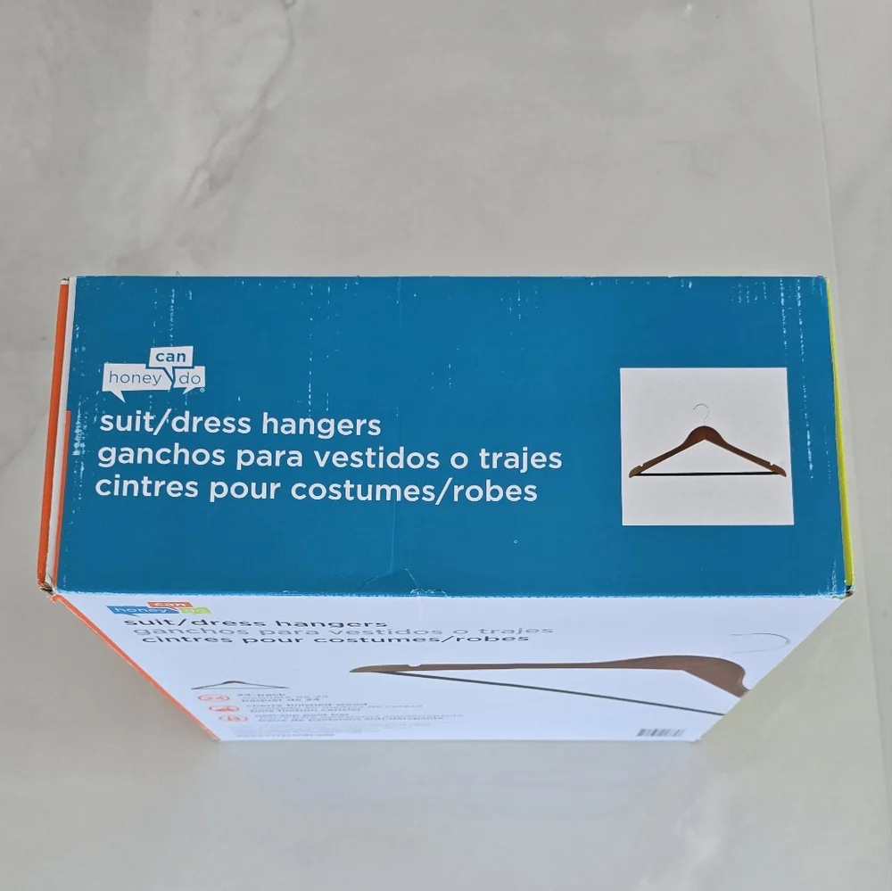 24-Pack of Honey-Can-Do No-Slip Cherry Wood Suit and Dress Hangers